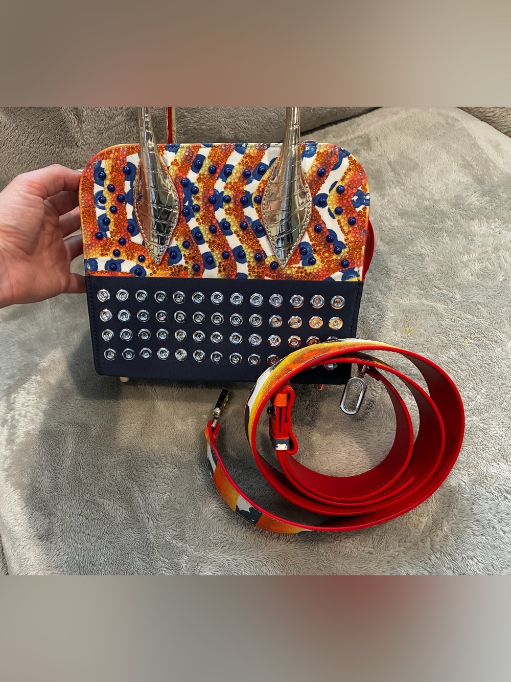 Christian Louboutin Multicolor Studded Mini Dome Satchel - Picture 2 of 9